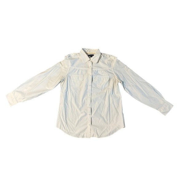 Lands End Women’s Outdoor Vented Off White Long Sleeve Button Down Top Size M - Picture 1 of 12